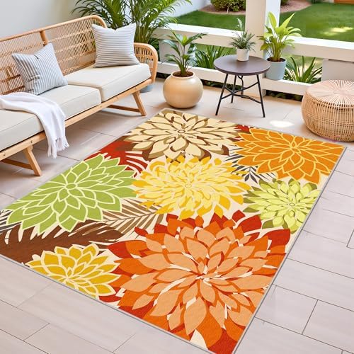 Arenarug Outdoor Rug Waterproof, Washable Patio Rug for Deck, 6x9, Orange - Image 3