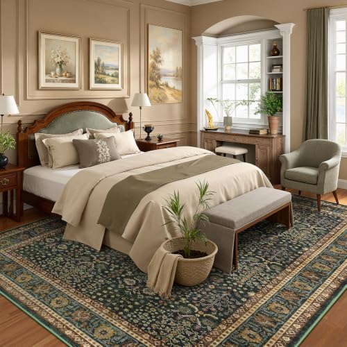Lofus 10x12 Washable Area Rug for Living Room, Non-Slip Green Boho Carpet - Image 2