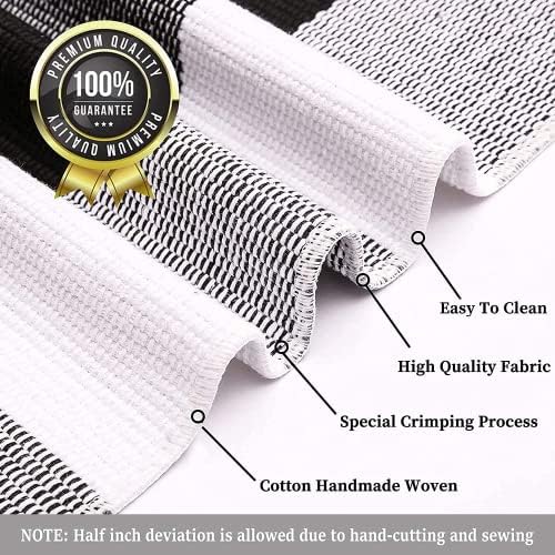 KILOCOCO Buffalo Plaid Checkered Rug 5x7 ft Black White Living Room Rug - Image 4