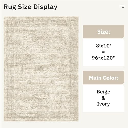 Soalmost Washable Area Rug 8x10 Large Soft Beige Rugs for Living Room - Image 3