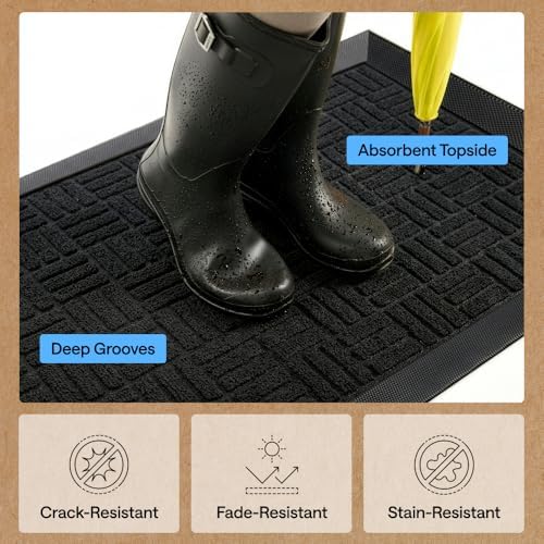 GORILLA GRIP WeatherMAX Door Mat, Indoor Outdoor Use, 35x23, Black Maze - Image 5