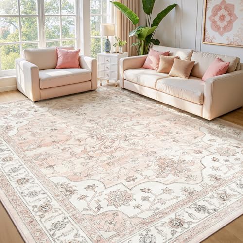 8x10 Washable Nursery Rug, Cute Pink Non-Slip Rugs for Bedroom Girls - Image 2