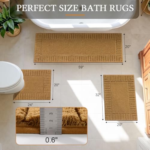 Pauwer Bathroom Rugs Sets 3 Piece, Microfiber Bath Mat Set, Mustard - Image 2