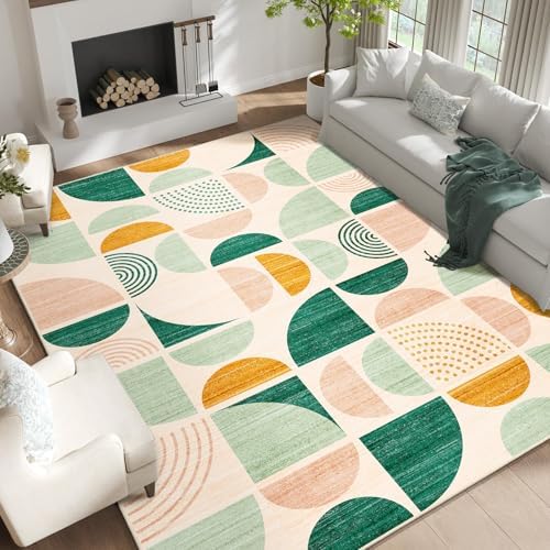 MUJOO Green Washable Rugs 9x12,Boho Area Rugs Non Slip Modern Abstract by MUJOO