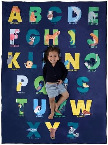 ABC Rug for Kids XL 80" x 60" - Use in Nursery and Classroom to Learn The Alphabet - Nursery Rug, Alphabet Rug, Kids Rugs for Playroom, Rugs for Classroom (Rectangle Blue) by Unknown