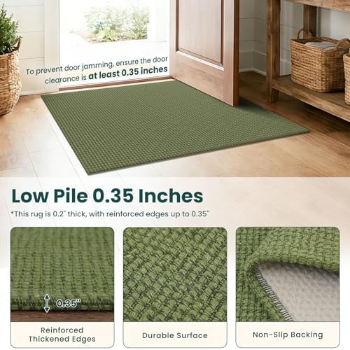 KOZYFLY Braided 2x18 Runners Rugs for Hallway, Extra Long Washable Runner Rug, Woven Non Slip Kitchen Runner, Cotton Entryway Rug, Floor Carpet for Entry, Aisle, Hall, Olive Green/Earthy Green - Image 4