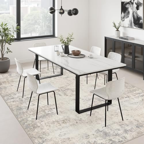 6x9 Area Rug Living Room: Modern Washable Soft Carpet Brown Beige - Image 4