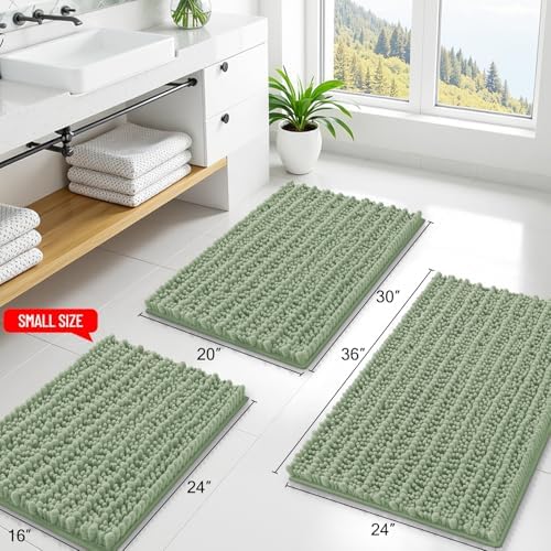 Smiry Bathroom Rugs 24X16, Extra Soft Rubber Backing Chenille Bath Mats - Image 2