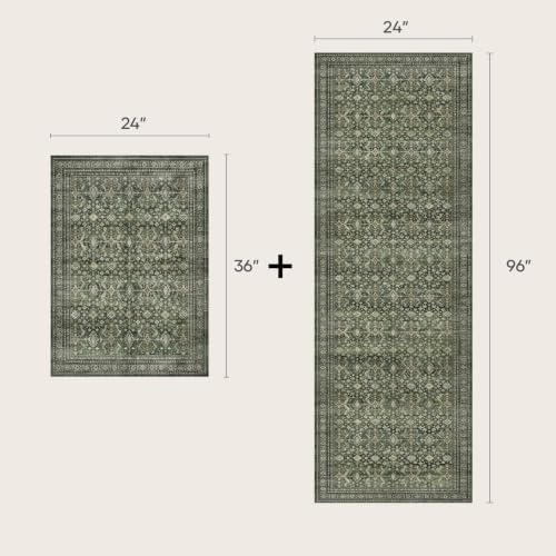 2 Pieces Kitchen Rug Set,Washable Non-Slip Floor Mats Runners (2'X3'+2'X8'） - Image 2