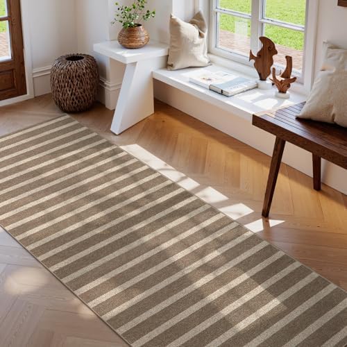 Lahome Striped Easy Jute Kitchen Runner Rug, 2x8 Washable Outdoor Rugs - Image 2