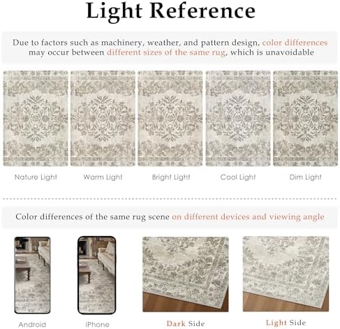 PureCozy 3x5 Washable Area Rug Entryway Cream Beige Vintage Small Doormat - Image 2
