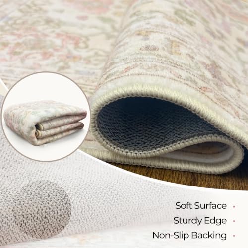 CAPALOCA 6x9 Washable Nursery Girls Low Pile Area Rug Purple Green Pink - Image 5