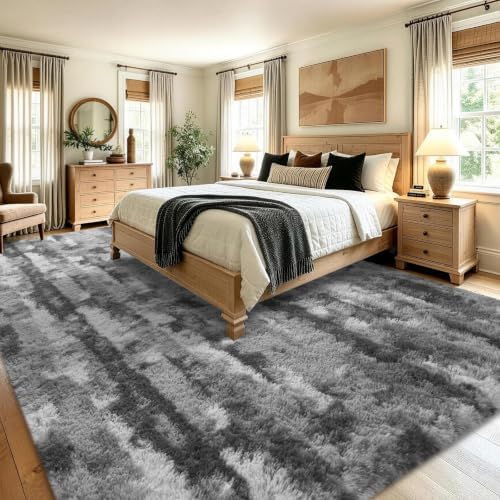 8x10 Extra Large Grey Fluffy Soft Area Rug Non-Slip for Living Room Bedroom - Image 4