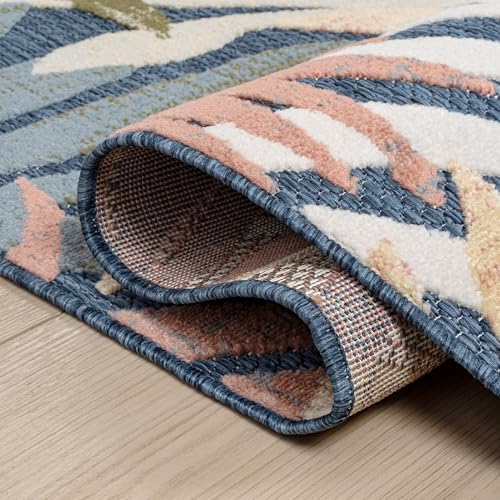 JONATHAN Y Tropics Palm Leaves Indoor Outdoor Area Rug 5x8 Dark Blue/Multi - Image 4