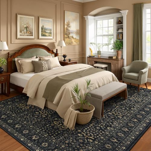 Lofus 9x12 Washable Area Rug for Living Room, Non-Slip Black Boho Carpet - Image 2