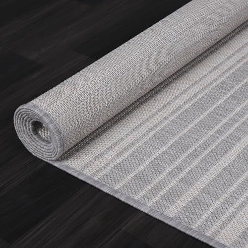 Luul Home Stripe Outdoor Rug 9x12 Washable Outside Carpet for Indoor Patio Porch Waterproof Easy Cleaning Non Shedding Area Rugs Gray 9 x 12 - Image 6