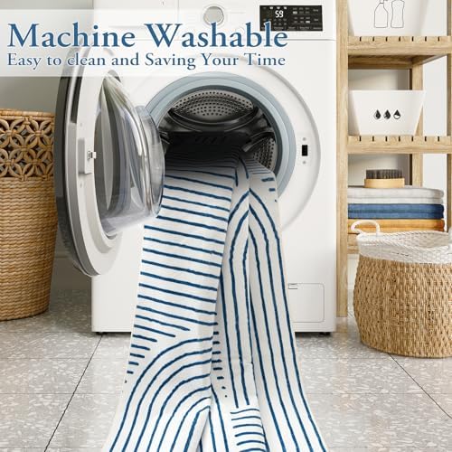 Lahome Abstract Washable Area Rugs 5x7, Soft Blue Rugs for Living Room - Image 3