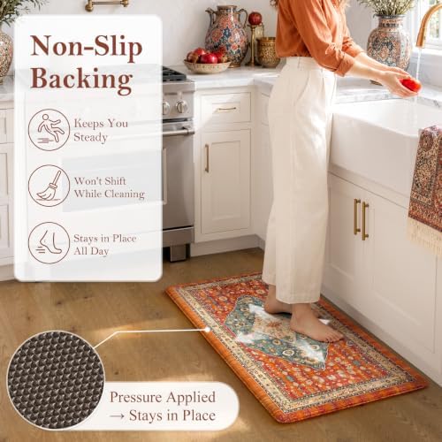 Collive Anti Fatigue Kitchen Mats, Boho Cushioned Kitchen Rugs, 20"x39" - Image 3