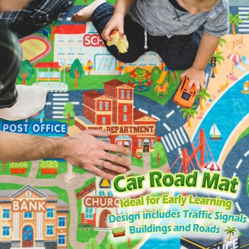 Car Rug Play Mat for Kids, 72" Round Playmat for Kid Bedroom - Image 4