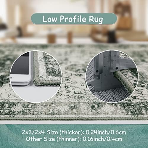 Moynesa Ultra-Thin Washable Area Rug - 5x7 Large Gray Rug for Living Room Vintage Rugs for Bedroom, Non Slip Non Shedding Pet Friendly Dining Room Mat Carpet for Department Office Kitchen - Image 4