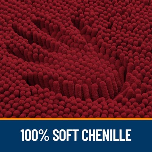OLANLY Chenille Bathroom Rugs Sets 3 Piece, 47"x20"+24"x16"+24"x20", Red - Image 2