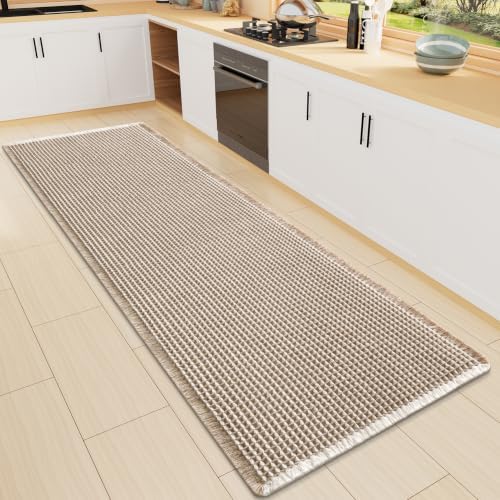 Smiry Waffle Bath Mat 47X16, Soft Absorbent Bathroom Rugs, Brown & Cream by Smiry