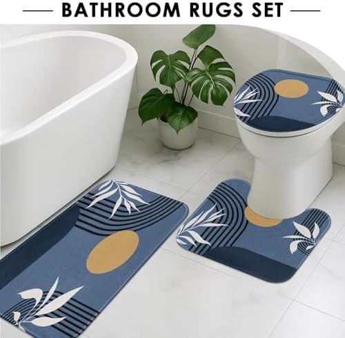 Bathroom Sets with Shower Curtain and Rugs, Set of 4, Boho Modern - Image 5