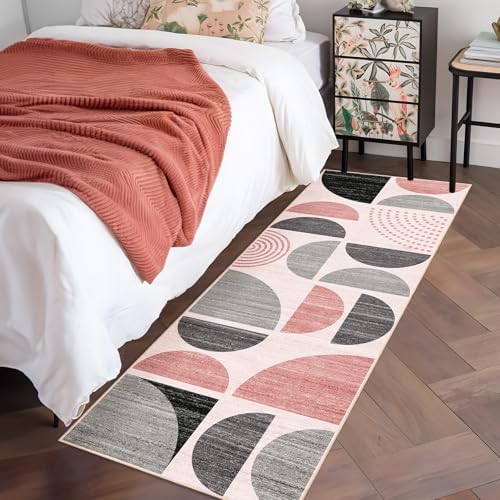 MUJOO Pink Runner Rug Washable,Boho 2x6 Area Rugs Non Slip Modern Abstract - Image 3