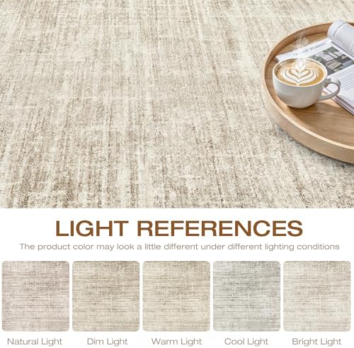 LOONGRUG 9x12 Area Rug Washable Neutral Modern Rug for Living Room Beige - Image 3