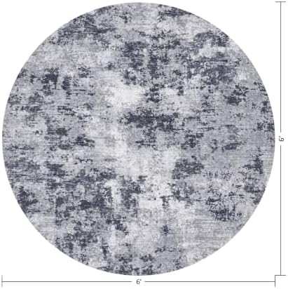Gray Charcoal Round 6ft Gray Charcoal Area Rug for Living Room Office - Image 2