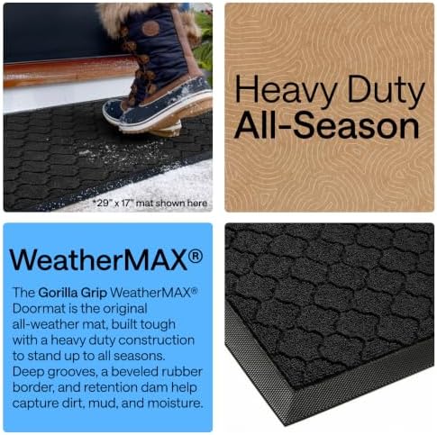 GORILLA GRIP WeatherMAX Door Mat, Indoor Outdoor, 29x17, Black Quatrefoil - Image 3