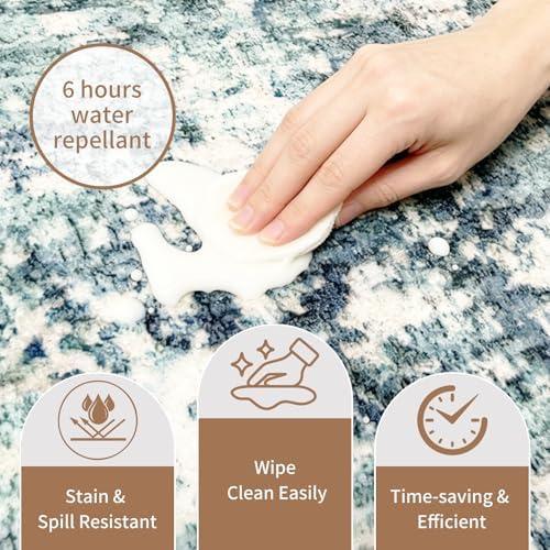 2x3 Small Washable Area Rug: Non-Slip Door Mat Ocean Mist - Image 4