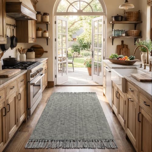 Collive 3' x 5' Indoor Entryway Rug, Boho Modern Grey Washable Kitchen Rug - Image 3