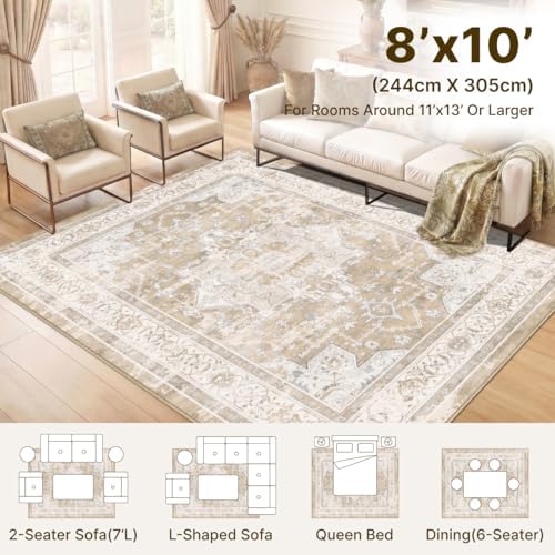 8x10 Area Rug Vintage Washable Rugs for Living Room Bedroom Nursery - Image 5