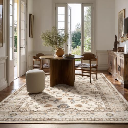 10x12 Area Rugs for Living Room: Washable Living Room Rug Stain Resistant Non Slip Distressed Vintage Carpet Low Pile Faux Wool Soft Large Rugs for Bedroom Farmhouse Dining Room Kids Playroom Nursery - Image 6