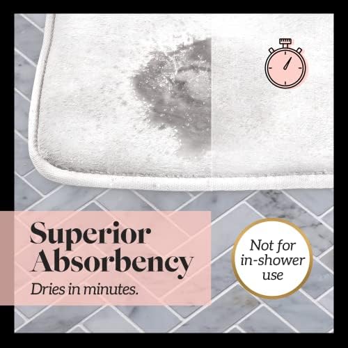 Memory Foam Bath Mat Non Slip Absorbent Super Cozy Velvet Bathroom Rug Carpet (22 inches X 42 inches, White) - Image 5