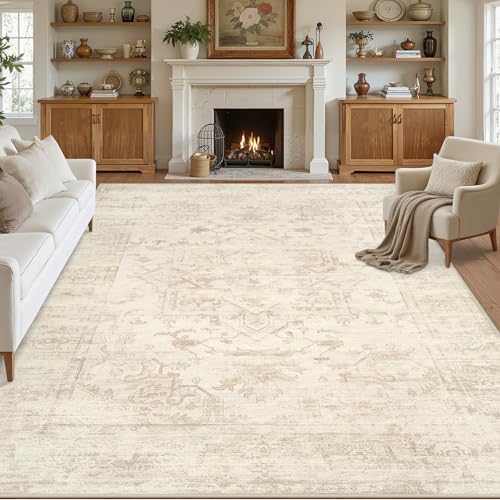 8x10 Area Rugs Living Room: Bedroom Washable Carpet Beige/Brown by Luxturiy