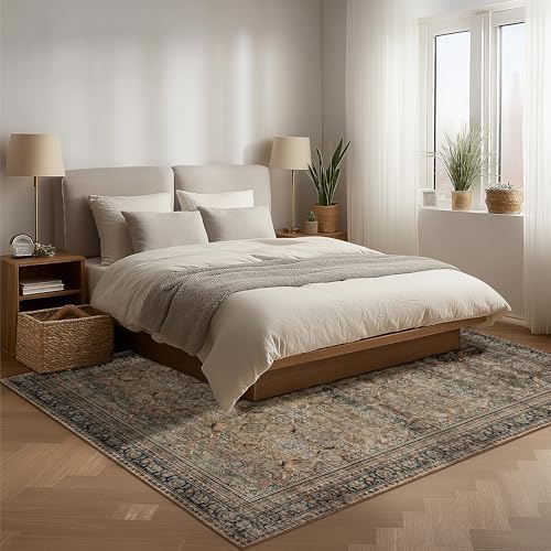 Ruaruarug Washable Area Rug 4×6 for Living Room, Ultra Soft, Vintage Brown - Image 4