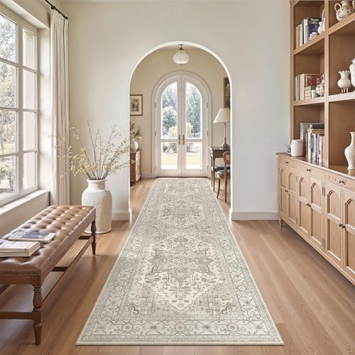 Madane Hallway Runner Rug 2'6''x10' Kitchen Runners Vintage, Beige/Brown - Image 2