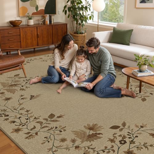 Aoyaomi Easy Jute Rug 6x9 Area Rugs: Washable Woven Rug for Living Room Netural Floral Area Rug Non-Slip Indoor Outdoor Carpet for Bedroom Farmhouse Dining Room Office Patio (Natural Vine, 6'x9') - Image 7