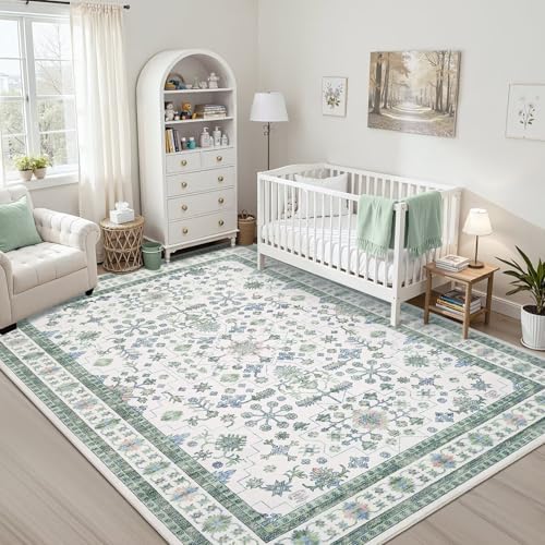 GarveeHome 6x9 Washable Rug Living Room Vintage Bedroom Sage Green Rug - Image 2