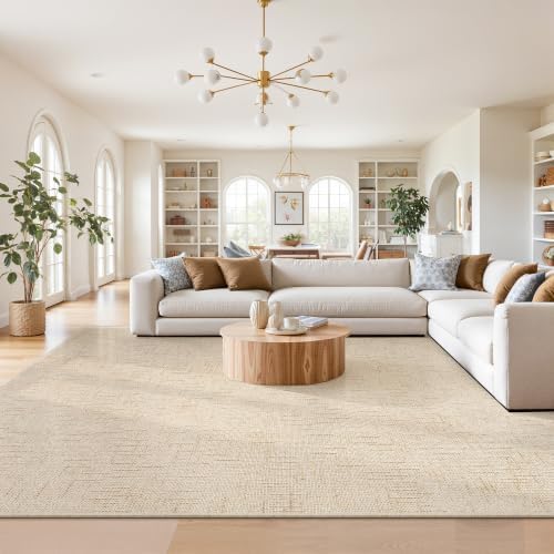 Valenrug 9x12 Area Rug, High Low Pile Washable Rugs for Living Room Beige - Image 3
