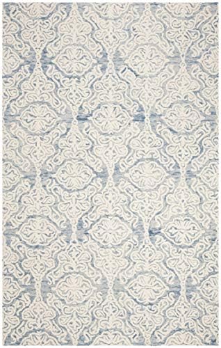 SAFAVIEH Blossom Collection 5' x 8' Blue/Ivory BLM112M Handmade Premium Wool Area Rug - Image 3