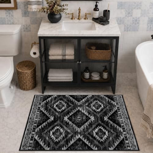 BESTSWEETIE 2'x3' Washable Samll Rug for Living Room Black - Image 2