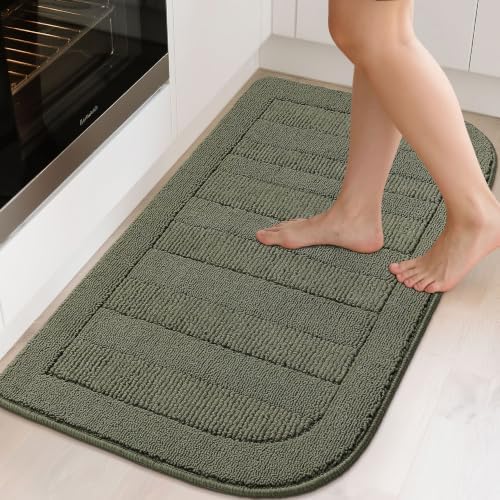 BEQHAUSE 24x40 Inch Kitchen Rugs Non Slip Washable Kitchen Sink Rug, Green - Image 2