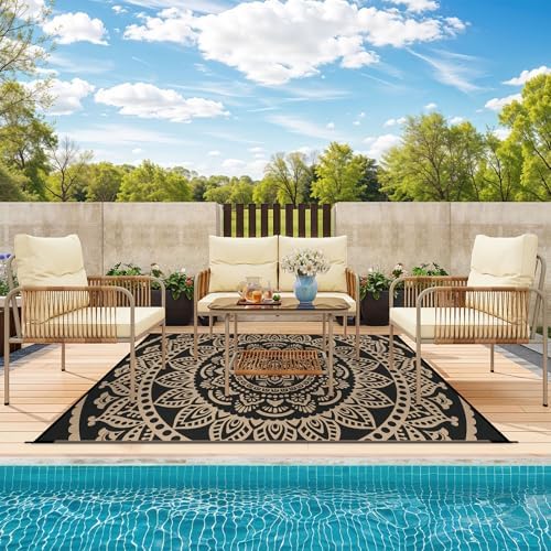 Bsmathom Waterproof Outdoor Rug, 5'x8', Black - Image 3
