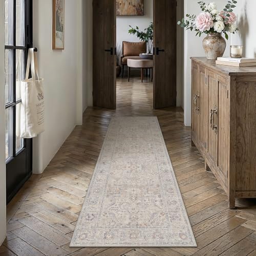 HUGEAR Hallway Runner Rugs 2x8 Washable Rug Blue Grey - Image 2