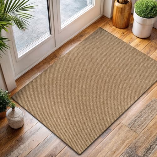 CAMILSON Easy Jute Rug 2x3, Indoor Outdoor Natural Color Farmhouse Area Rugs for Living Room and Kitchen Rug, Solid Boho Woven Design, Easy-Cleaning, Washable Outside Carpet Alfombras (2 x 3) by CAMILSONIndoorOutdoorAreaRugs