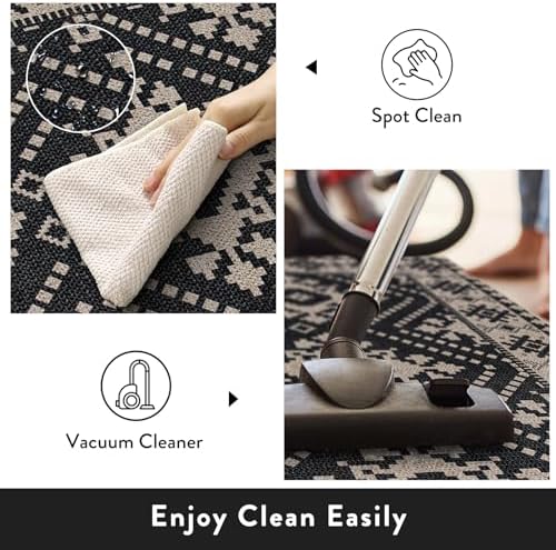 Lahome Moroccan Easy Jute Outdoor Runner Rug, 2x8 Black Washable Runnre - Image 4