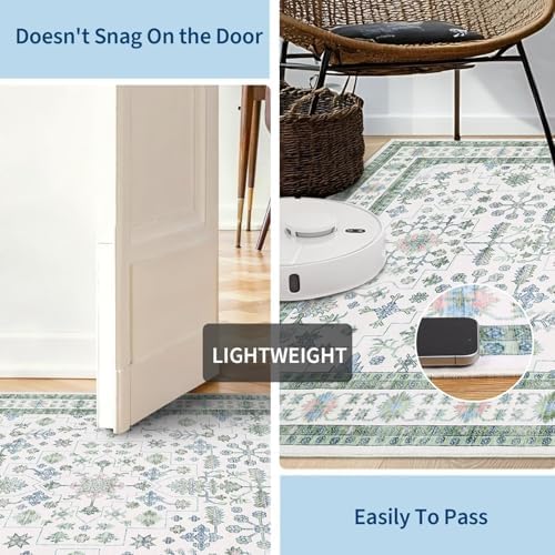 GarveeHome 4x6 Washable Rug Living Room Vintage Bedroom Sage Green Rug - Image 5